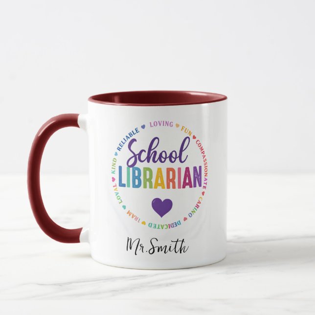 Personalised School Librarian Day | Custom Name  Mug (Left)