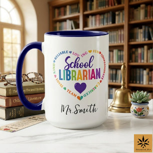 Personalised School Librarian Day   Custom Name  Mug