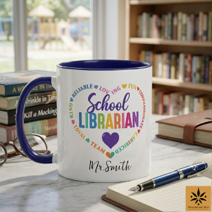 Personalised School Librarian Day   Custom Name  Mug