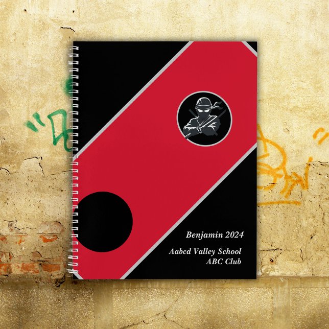 Personalised School Ninja Black Red Cover Notebook (Creator Uploaded)