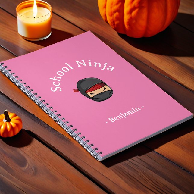 Personalised School Ninja kid notebook Pink Cover (Creator Uploaded)