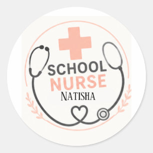 Personalised School Nurse Office Sign Peach S Classic Round Sticker