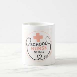 Personalised School Nurse Office Sign Peach S Coffee Mug