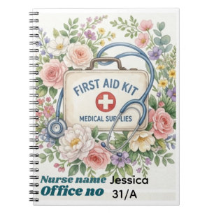 Personalised School Nurse Sign, Floral Notebook