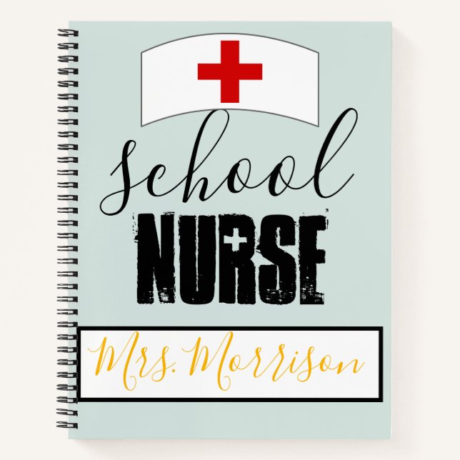 Personalised School Nurse Stethoscope Heart Notebook (Front)