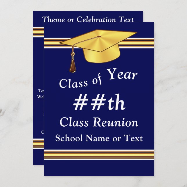 Personalised, School Reunion Invitation, Any COLOR Invitation (Front/Back)