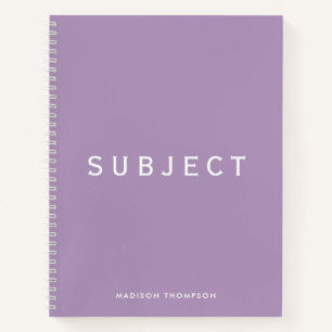Personalised School Subject Boho Purple Notebook