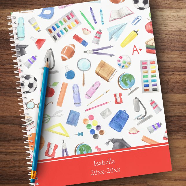 Personalised School Supplies Pattern First Name Notebook (Creator Uploaded)