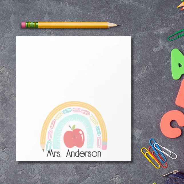 Personalised school supply rainbow teacher notepad (Creator Uploaded)