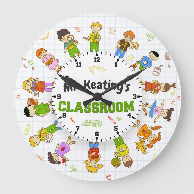 Personalised School Teacher Classroom Grade Custom Large Clock (Front)