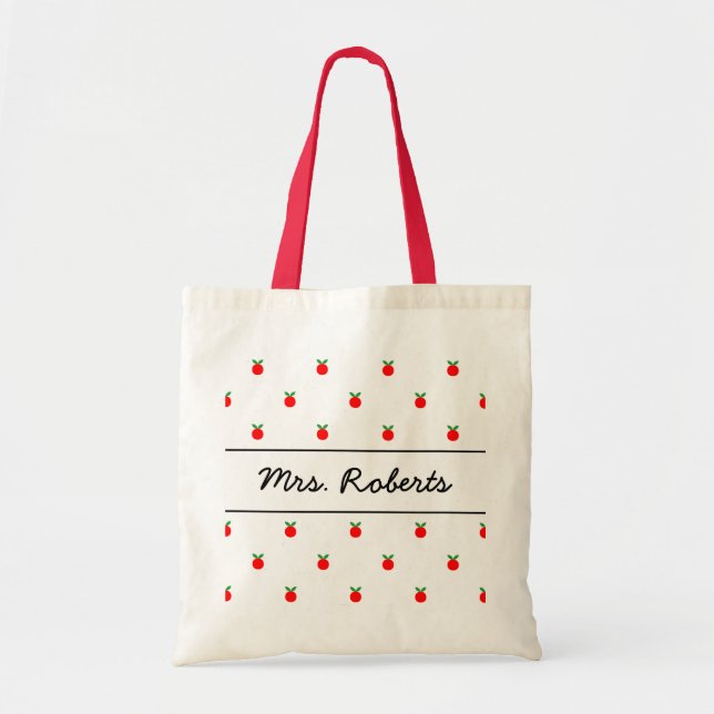 Personalised school teacher tote bag | red apples (Front)