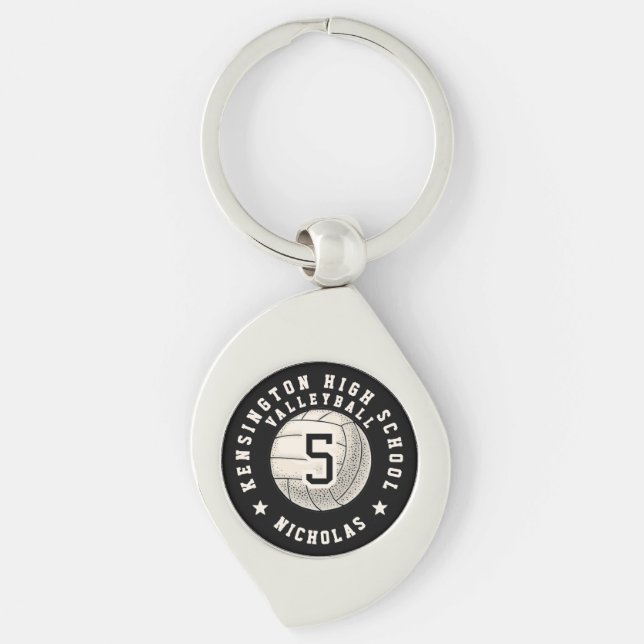 Personalised School Team Player Volleyball Key Ring (Front)