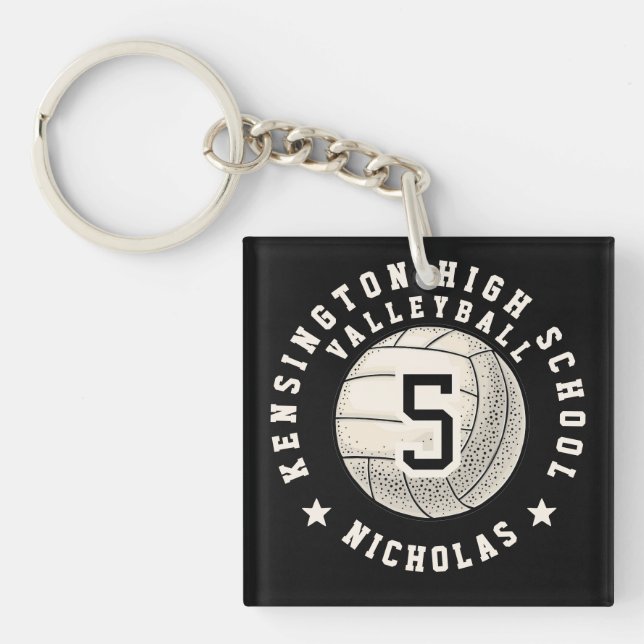 Personalised School Team Player Volleyball Key Ring (Front)