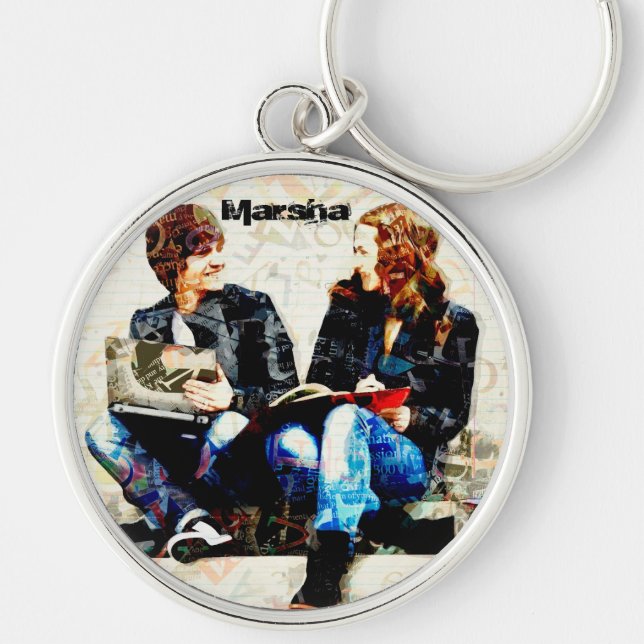 Personalised School Themed Teens Collage Key Ring (Front)