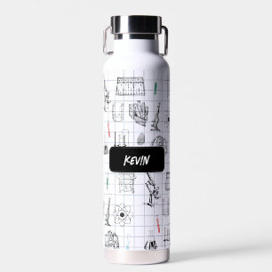 Personalised Science Chemistry Scientist Pattern  Water Bottle