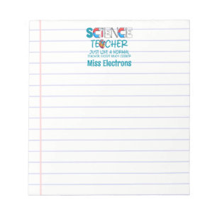 Personalised Science Teacher Funny Back to school Notepad
