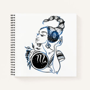 Personalised Scorpio Art Deco Lady Notebook