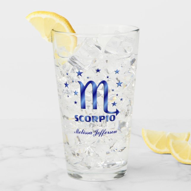 Personalised Scorpio Symbol 16 oz Glass (Front Ice)
