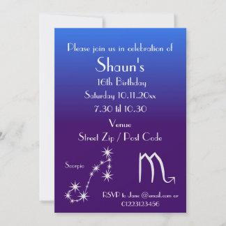 Personalised Scorpio Zodiac Party Invitation