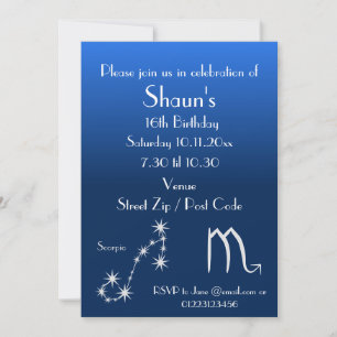 Personalised Scorpio Zodiac Party Invitation