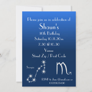Personalised Scorpio Zodiac Party Invitation