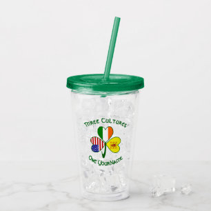 Personalised Scot Lion Ireland USA Shamrock  Acrylic Tumbler