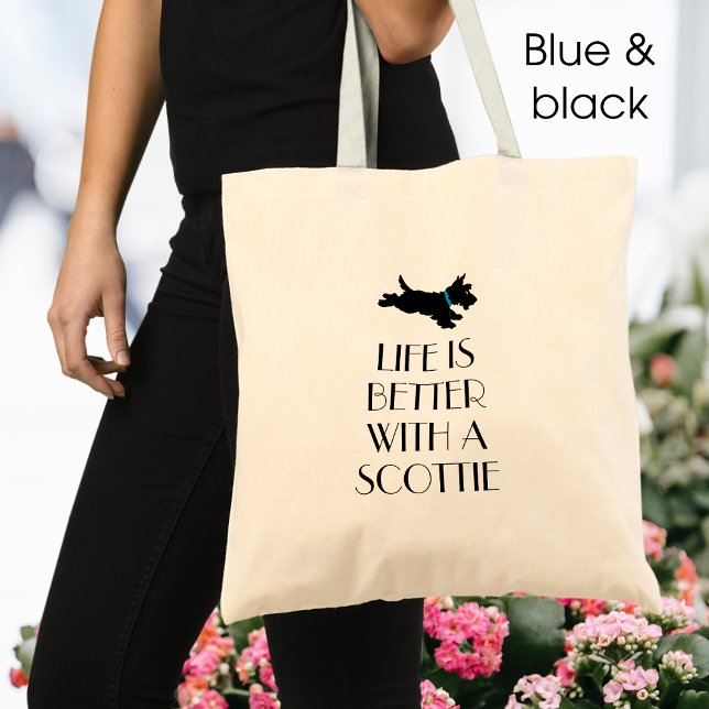 Personalised Scottie Dog Blue Collar Tote Bag (Creator Uploaded)