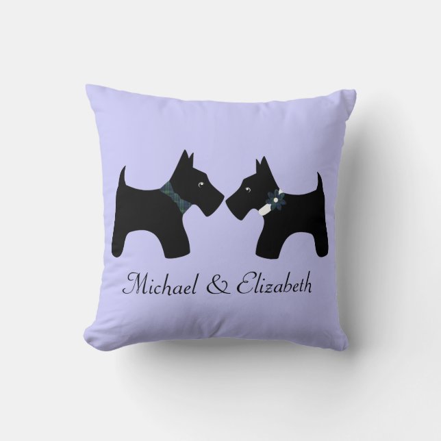Personalised Scottie Dogs Couple (Reversible) Cushion (Front)