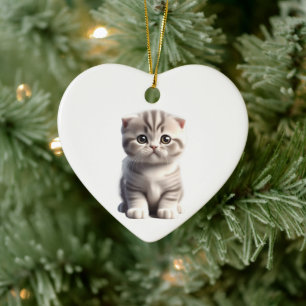 Personalised Scottish Fold Kitten Ceramic Ornament