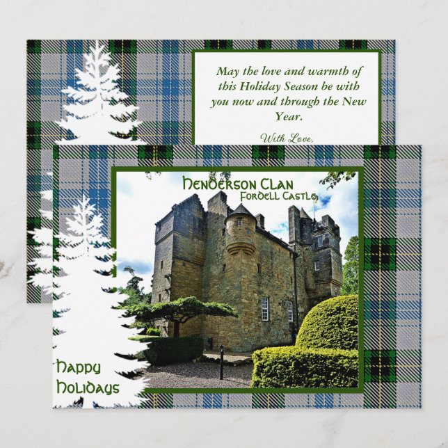 Personalised Scottish Henderson Clan Tartan Holiday Card (Front/Back)