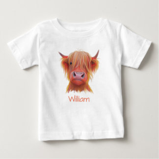 personalised Scottish Highland Hairy Cow Baby T-Shirt