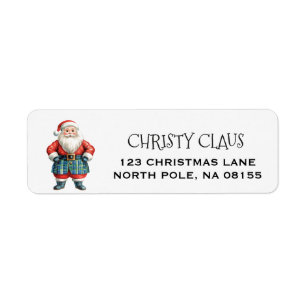 Personalised Scottish Santa Christmas Return Address Label