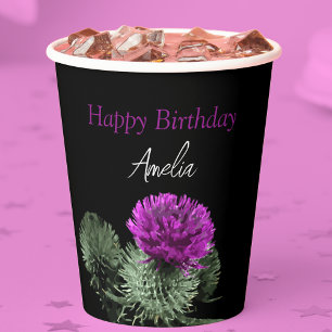 Personalised Scottish Thistle Birthday Paper Cups