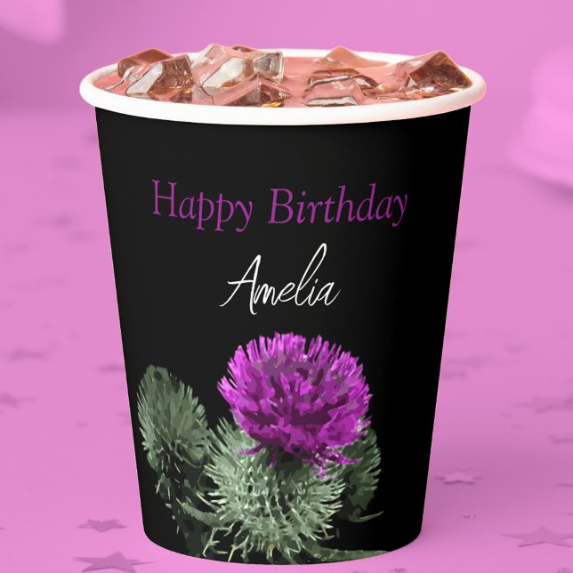Personalised Scottish Thistle Birthday Paper Cups (Creator Uploaded)