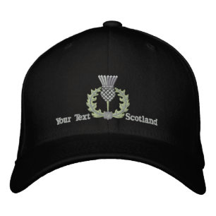 Personalised Scottish Thistle Scotland in silver Embroidered Hat