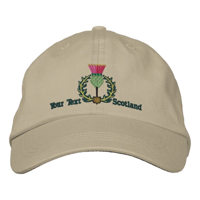 Personalised Scottish Thistle Scotland Spirit Embroidered Hat (Front)