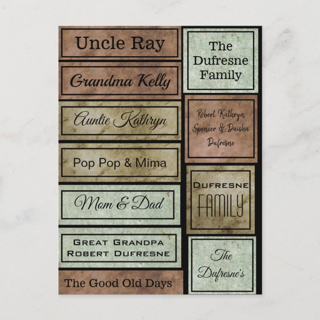 Personalised Scrapbook Labels Postcard (Front)