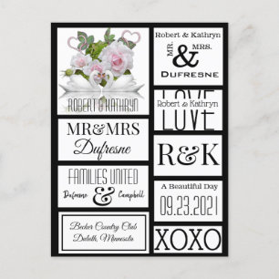 Personalised Scrapbook Wedding Labels Postcard