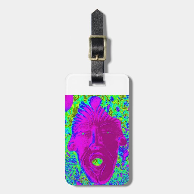 personalised screaming purple face tag (Front Vertical)