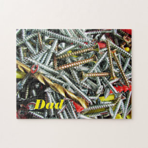 Personalised screws on a work bench jigsaw puzzle