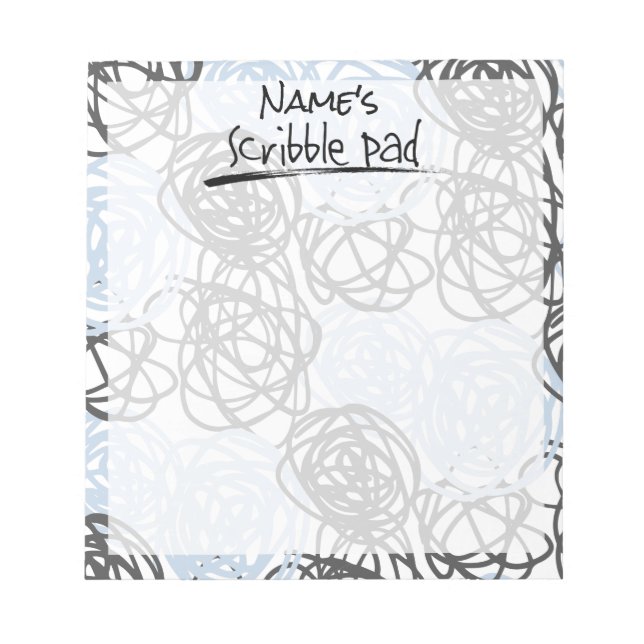 Personalised Scribble Pad (Blue/Charcoal) (Front)
