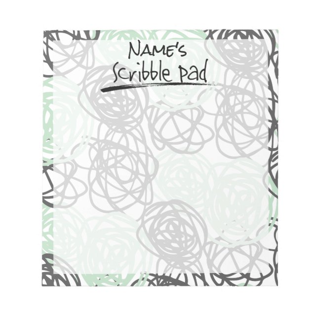 Personalised Scribble Pad (Mint/Charcoal) (Front)
