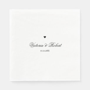 Personalised Script Black and White Heart Napkin