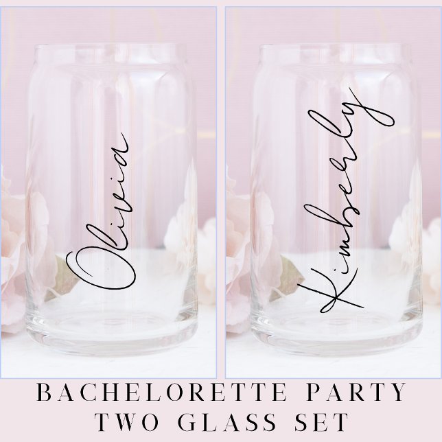 Personalised Script Bridal Bachelorette Party Can Glass (Creator Uploaded)