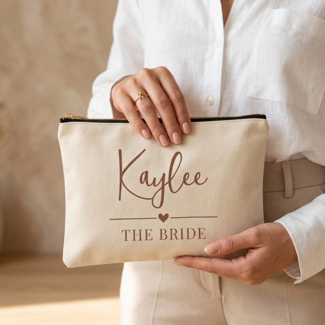 Personalised Script Bridesmaid Pouch Wedding Gift (bridesmaid thank you pouch gift, stylish bridal party pouch gift, personalized wedding pouch gift,)
