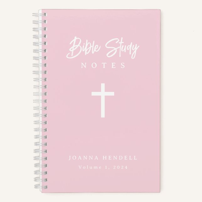 Personalised Script Calligraphy Pink Bible Study Notebook (Front)