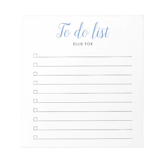 Personalised Script Checkbox To-Do List Notepad (Front)