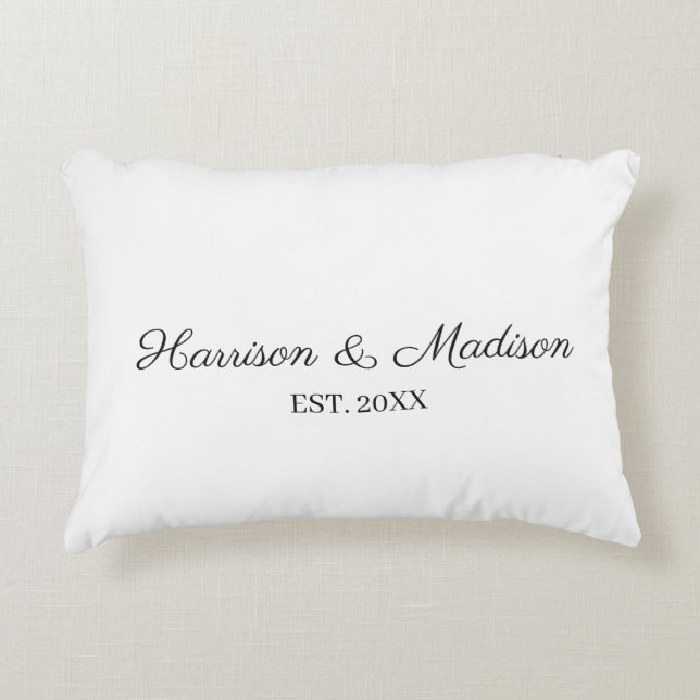 Personalised script couple name date Wedding  Decorative Cushion (Front)