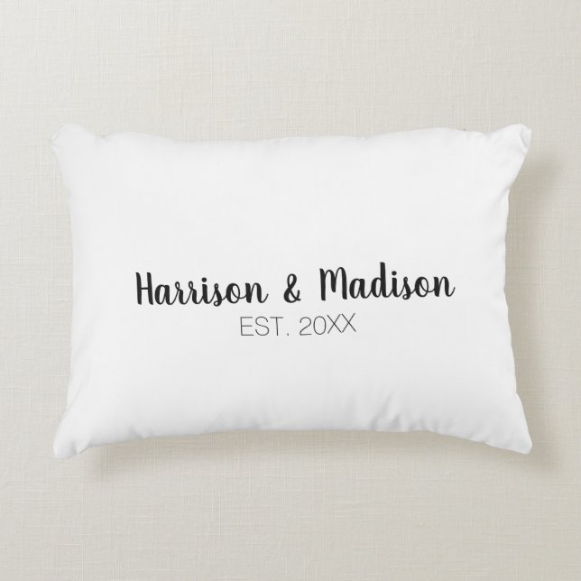Personalised script couple names date Wedding  Decorative Cushion (Front)