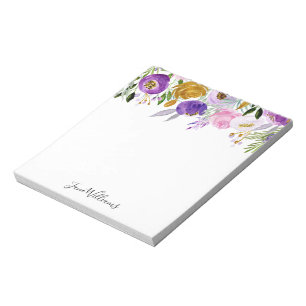 Personalised Script Custom Name Whimsical Floral Notepad